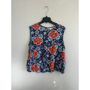 Old Navy Floral Sleeveless Blouse Womens XXL Navy Blue